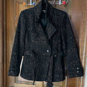 Roz & Ali velvet belted jacket, brown/black, size M, excellent condition